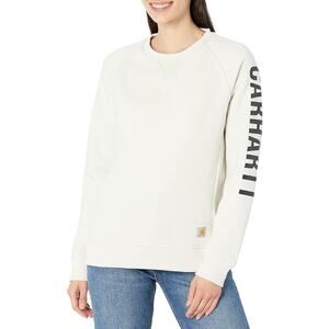 Carhartt Women's Relaxed Fit Mid Weight Crew Neck Logo Sleeve Sweater, Size XXL